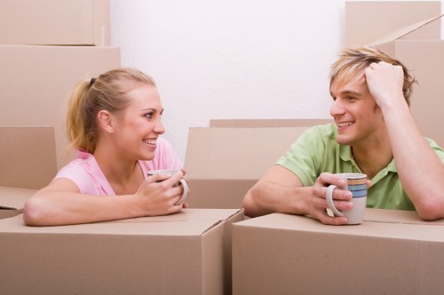Packed moving boxes ready for urgent removals in Wimbledon