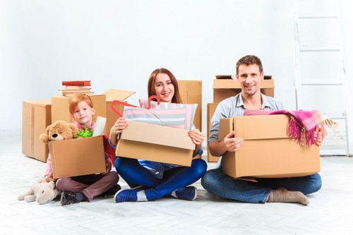 Clean and organized Wimbledon storage unit with boxes and furniture
