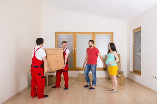 Student removals team preparing boxes for a Wimbledon move