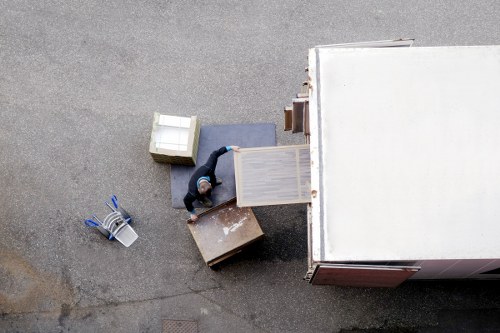 Packing and loading boxes into a Wimbledon moving truck
