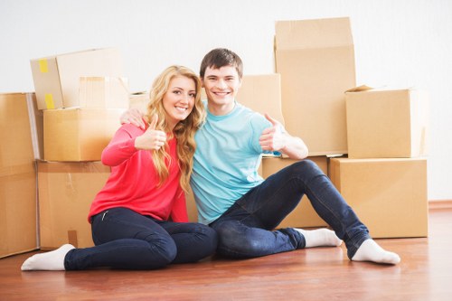 Boxes and household items prepared for storage in Wimbledon